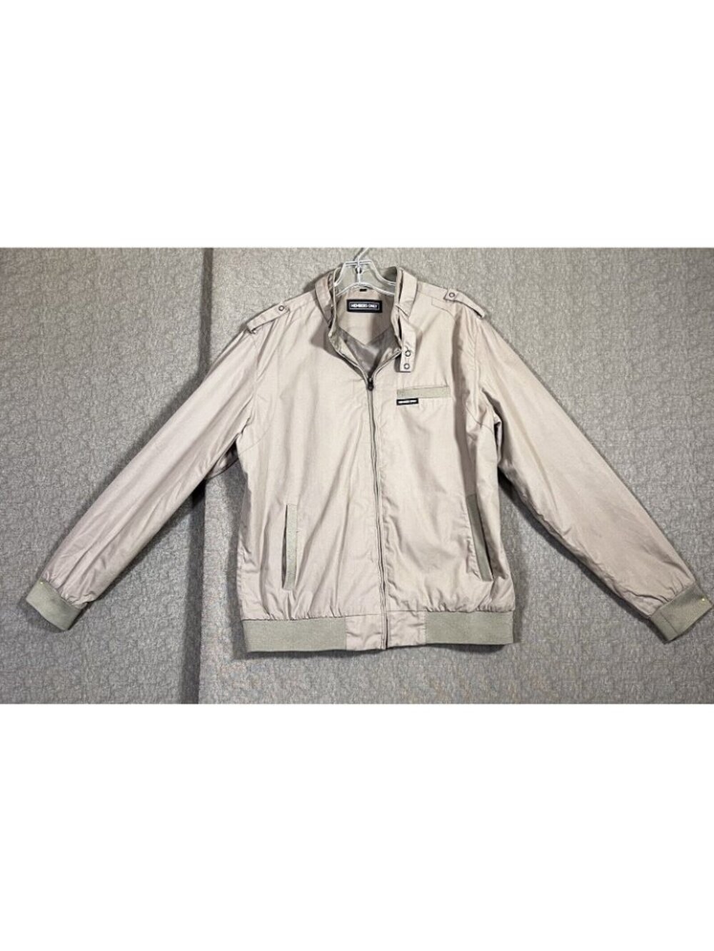 Vintage 90s Members-Only Racing Jacket Lg Khaki Tan Lined Iconic Harrington - Picture 7 of 13